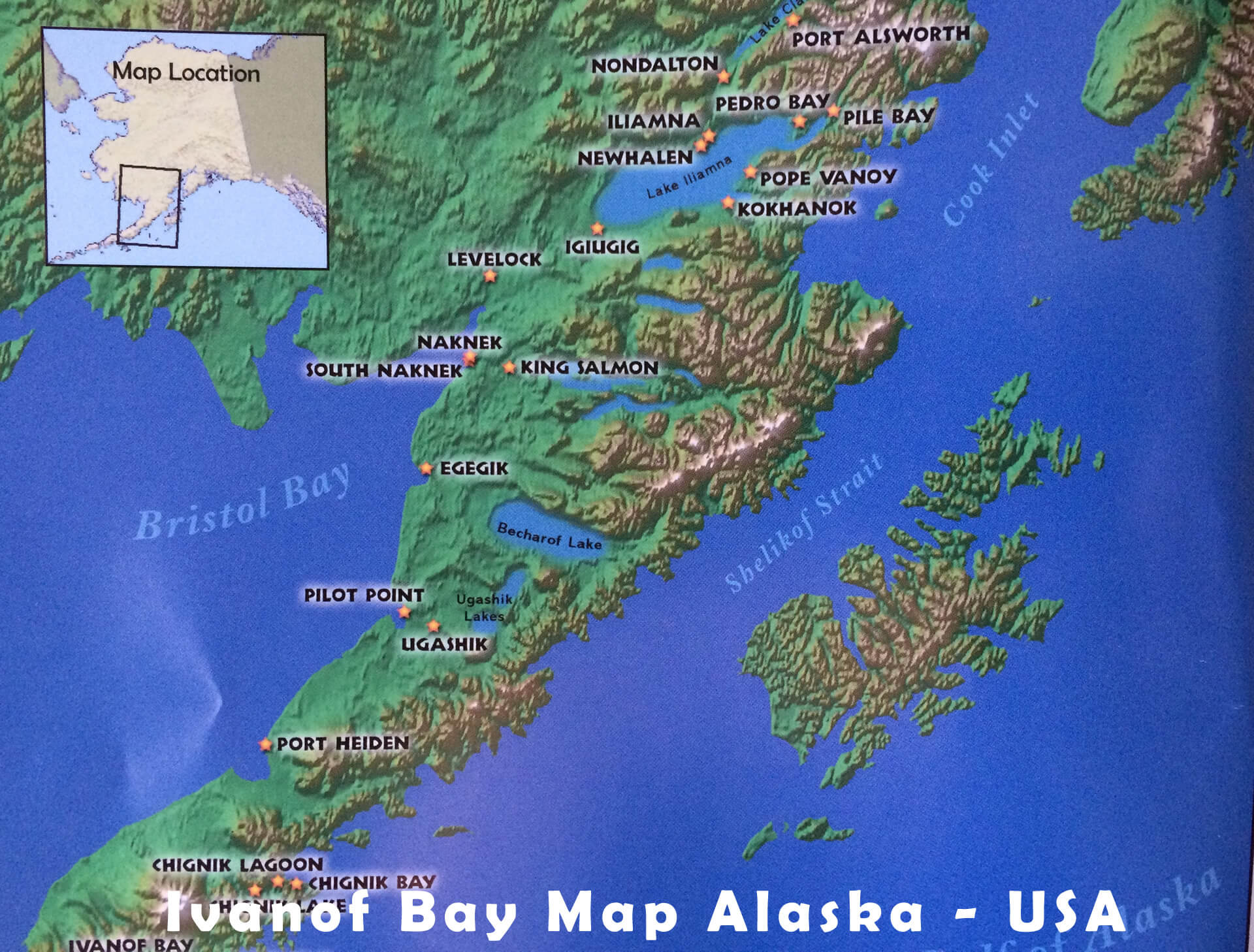 Ivanof Bay Map Alaska   USA